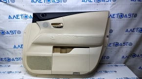 Door trim card front right Lexus RX350 RX450h 10-15 beige with beige insert leather, armrest beige leather, scratches, abrasions, dents, pokes, scuffs, armrest for re-upholstery