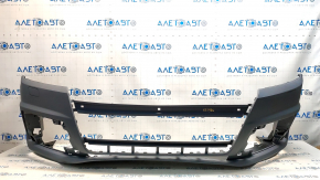 Bare front bumper Audi Q7 16-19 S-line without parking sensors under the washer, dented
