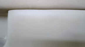 Door trim card front right Nissan Pathfinder 13-20 beige leather with beige insert leather, armrest beige leather, molding dark wood glossy, dents, scratches, abrasions, tear, for dry cleaning
