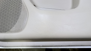 Door trim card front right Nissan Pathfinder 13-20 beige leather with beige insert leather, armrest beige leather, molding dark wood glossy, dents, scratches, abrasions, tear, for dry cleaning