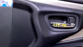 Door trim card front right Nissan Murano z52 15-17 black with black insert leather, armrest black leather, molding gray gloss, scratches, bumps, dents abrasions