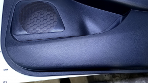 Door trim card front right Nissan Murano z52 15-17 black with black insert leather, armrest black leather, molding gray gloss, scratches, bumps, dents abrasions