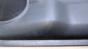 Door trim card front right Nissan Rogue 14-20 black, with black plastic insert, armrest black leather, molding graphite structure, scratches, nicks, dents, abrasions