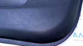 Door trim card front right Nissan Rogue 14-20 black, with black plastic insert, armrest black leather, molding graphite structure, scratches, nicks, dents, abrasions