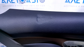 Door trim card front right Nissan Rogue 14-20 black, with black plastic insert, armrest black leather, molding graphite structure, dents, abrasions