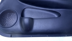 Door trim card front right Nissan Versa Note 13-19 black with black and blue insert cloth, armrest black plastic, scratches, abrasions