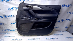 Door trim card front right Mazda CX-9 16- black with black insert leather, armrest black leather, molding gray structure, abrasions, scratches, scuffs, for dry cleaning, broken fasteners