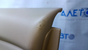 Door trim card front right Nissan Pathfinder 13-20 leather beige with beige insert leather, armrest beige leather, molding dark wood gloss, without backlight, dent, scuff, bumps, scratches