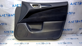 Door trim card front right Nissan Pathfinder 13-20 black with black insert cloth, armrest black cloth, molding black gloss, without backlight, scratches, abrasions, dents