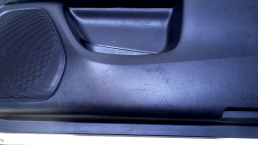 Door trim card front right Nissan Pathfinder 13-20 black with black insert cloth, armrest black cloth, molding black gloss, without backlight, scratches, abrasions, dents