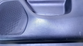 Door trim card front right Nissan Pathfinder 13-20 black with black insert cloth, armrest black cloth, molding black gloss, without backlight, scuffs, scratches, abrasions, dents