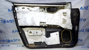 Door trim card front right Nissan Pathfinder 13-20 black with black insert cloth, armrest black cloth, molding black gloss, without backlight, scuffs, scratches, abrasions, dents
