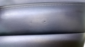 Door trim card front right Nissan Pathfinder 13-20 black with black insert leather, armrest black leather, molding under wood gloss, scuffs, dents, abrasions, scratches, pokes