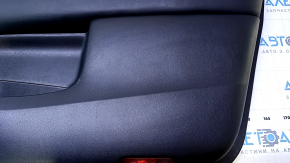 Door trim card front right Nissan Pathfinder 13-20 black with black insert leather, armrest black leather, molding under wood gloss, scuffs, dents, abrasions, scratches, pokes