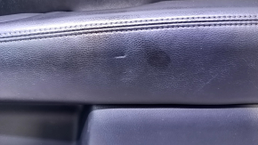 Door trim card front right Nissan Pathfinder 13-20 black with black insert leather, armrest black leather, molding under wood gloss, dents, abrasions, scratches, pokes