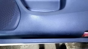 Door trim card front right Nissan Pathfinder 13-20 black with black insert leather, armrest black leather, molding under wood gloss, dents, abrasions, scratches, pokes
