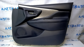 Door trim card front right Nissan Murano z52 15-17 black with black insert leather, armrest black leather, molding gray gloss, scratches, scuffs, bumps, dents, scratches, abrasions