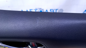 Door trim card front right Mazda 3 14-18 BM black with black insert cloth, molding black gloss, armrest black leather, BOSE, dent, scratches, abrasions, scuffs, broken fasteners
