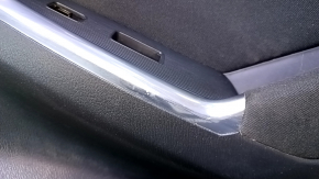 Door trim card front right Mazda 3 14-18 BM black with black insert cloth, molding black gloss, armrest black leather, BOSE, dent, scratches, abrasions, scuffs, broken fasteners