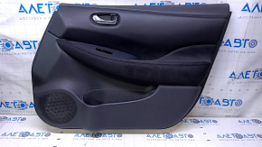 Door trim card front right Nissan Leaf 13-17 black with black insert leather, armrest black cloth, scratches, bumps, abrasions