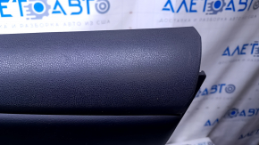 Door trim card front right Nissan Leaf 13-17 black with black insert leather, armrest black cloth, scratches, bumps, abrasions