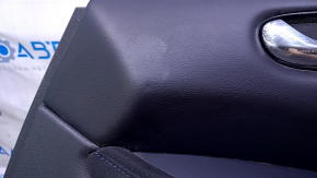 Door trim card front right Nissan Leaf 13-17 black with black insert leather, armrest black cloth, scratches, bumps, abrasions