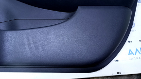 Door trim card front right Nissan Leaf 13-17 black with black insert leather, armrest black cloth, scratches, bumps, abrasions