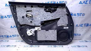Door trim card front right Nissan Leaf 13-17 black with black insert leather, armrest black cloth, scratches, bumps, abrasions