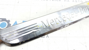 Front right outer threshold trim Mercedes W213 E 17-23 chrome, scratches, dents, bumps, broken guide