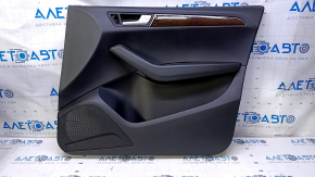 Door trim card front right Audi Q5 8R 09-17 black with black insert plastic, armrest rubber, molding dark wood gloss, dent, abrasions, scratches