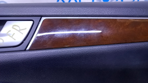 Door trim card front right Audi Q5 8R 09-17 black with black insert plastic, armrest rubber, molding dark wood gloss, dent, abrasions, scratches
