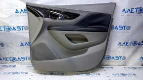 Door trim card front right Buick Encore 13-16 gray with black insert leather, armrest black leather, molding gray gloss, scuff, dent, abrasions, scratches