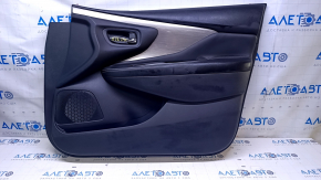 Door trim card front right Nissan Murano z52 15-17 black with black insert leather, armrest black leather, molding gray gloss, dents, scratches, abrasions, pokes