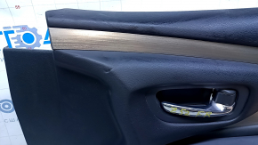 Door trim card front right Nissan Murano z52 15-17 black with black insert leather, armrest black leather, molding gray gloss, dents, scratches, abrasions, pokes