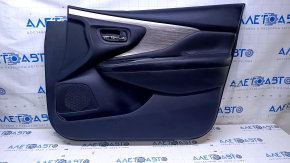 Door trim card front right Nissan Murano z52 15-17 black with black insert leather, armrest black leather, molding gray gloss, dents, scratches, abrasions, scuffs