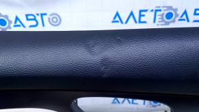 Door trim card front right Nissan Rogue 14-20 beige with beige insert plastic, armrest beige leather, molding gray structure, dents, abrasions, whitened plastic, scuffs
