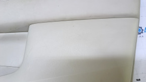 Door trim card front right Infiniti JX35 QX60 13- beige with beige insert leather, armrest beige leather, molding dark wood gloss, dents, bumps, abrasions, scratches, for dry cleaning