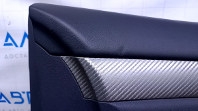 Door trim card front right Mitsubishi Outlander 14-21 black with black insert cloth, molding gray under carbon structure, scratches, scuffs, dents, abrasions