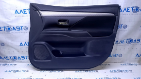 Door trim card front right Mitsubishi Outlander 14-21 black with black insert cloth, molding gray under carbon structure, scratches, scuffs, dents, abrasions, broken fastener