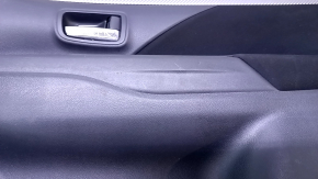 Door trim card front right Mitsubishi Outlander 14-21 black with black insert cloth, molding gray under carbon structure, scratches, scuffs, dents, abrasions, broken fastener