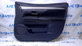 Door trim card front right Mitsubishi Outlander 14-21 black with black insert cloth, molding gray under carbon structure, scratches, scuffs, dents, abrasions, pokes