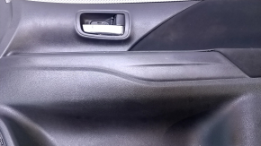 Door trim card front right Mitsubishi Outlander 14-21 black with black insert cloth, molding gray under carbon structure, scratches, scuffs, dents, abrasions, pokes