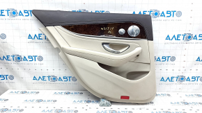 Door trim card rear left Mercedes W213 E 300/350/400/450 17-23 beige leather, brown leather top, without curtain, wood insert, Burmester, tear, dents