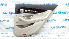 Door trim card rear right Mercedes W213 E 300/350/400/450 17-23 beige leather, brown leather top, without curtain, wood insert, Burmester, tear, scratches