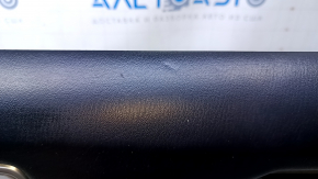 Door trim card front right Infiniti JX35 QX60 13- black with black insert leather, armrest black leather, molding under dark wood gloss, dents, scuffs, pokes, abrasions, scratches
