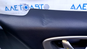 Door trim card front right Infiniti JX35 QX60 13- black with black insert leather, armrest black leather, molding for light wood gloss, dents, scuffs, scratches, abrasions