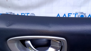 Door trim card front right Infiniti JX35 QX60 13- black with black insert leather, armrest black leather, molding for light wood gloss, dents, scuffs, scratches, abrasions