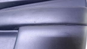 Door trim card front right Infiniti JX35 QX60 13- black with black insert leather, armrest black leather, molding under dark wood gloss, dents, scuffs, bumps, abrasions, scratches