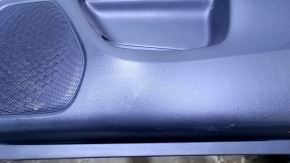 Door trim card front right Infiniti JX35 QX60 13- black with black insert leather, armrest black leather, molding under dark wood gloss, dents, scuffs, bumps, abrasions, scratches