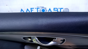 Door trim card front right Infiniti Q50 14-15 gray with black insert leather, armrest black leather, molding gray structure, without backlight, dents, scratches, abrasions
